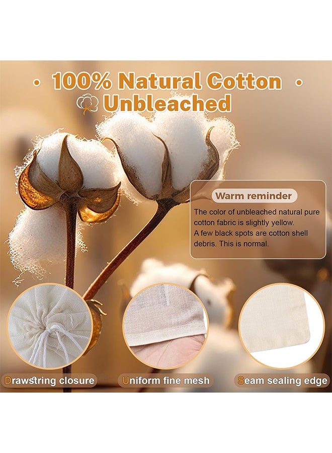 Ba Love 12 Pcs Empty Spice Bags for Cooking Soup, Natural Muslin Drawstring Bag, Reusable Tea Bags for Loose Tea, Small Cheese Cloth Cotton Bag for Straining, Unbleached Cheesecloth Herb Sachet Bag (15*20cm) - Image 3